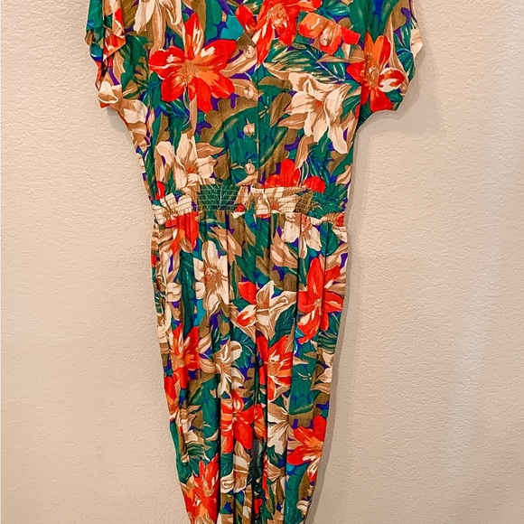 Vintage 90 Ms. Choice Tropical Floral Jumper Pants Jumpsuit Romper Size 8 Medium - Picture 8 of 16
